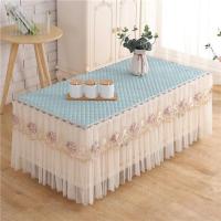 荷塘月色蓝色柔纱款 宽40*长50*高40cm 茶几桌布长方形布艺蕾丝餐桌垫客厅茶几套罩家用欧式电视柜防尘罩