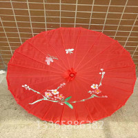 大红 小号56CM装饰幼儿伞2-4岁 舞蹈道具伞绸布工艺演用表演跳舞装饰广场舞用婚庆出嫁旗袍走秀伞