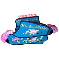 蓝色 彩快 35 绣花快靴 戏剧戏曲平底绣花女彩鞋 京剧戏曲用品戏鞋 快靴 彩鞋