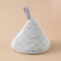 白灰-线条一对(2只) 日式可爱三角防烫锅盖帽厨房锅把手砂锅珐琅锅铸铁锅耳套隔热手套