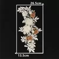 单个左(尺寸如图所示) 服装辅料DIY刺绣立体花朵蕾丝亮片花边衣领对花装饰礼服婚纱配件