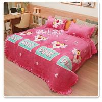 粉豹子 90*200 水晶绒床盖毛毯单件床单榻榻米双面夹棉绗缝防滑加厚冬季大炕盖毯
