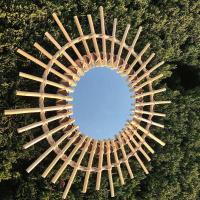 直径50公分 藤编梳妆化妆镜子创意艺术装饰圆镜民宿客厅玄关墙面壁饰挂镜