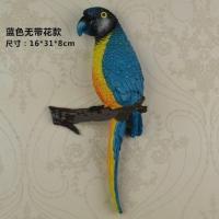 鹦鹉蓝色 可爱仿真田园立体鹦鹉壁饰墙饰工艺品创意墙面装饰小鸟壁挂装饰