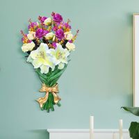 %百合含花 欧式壁饰壁挂立体天使墙饰花瓶花艺花盆花篮客厅背景墙创意装饰品