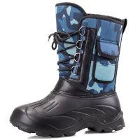 蓝色[轻薄款] 38 户外冬季钓鱼鞋保暖防水冬钓棉鞋加绒雪地靴防滑矶钓鞋防寒钓鱼靴
