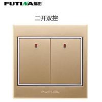 二位双控开关B04 福田点开关86型五孔开关插座面板二三插座墙壁电源开关D1S金色