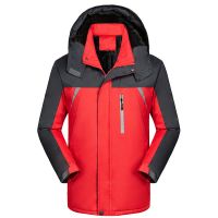 XH802 男大红色 L 男士冲锋衣女加绒加厚冬季防风雪外套户外钓鱼骑行登山防寒服装