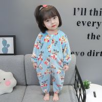 蓝色小牛 80码适合身高77厘米以下 儿童睡袋秋冬季法兰绒宝宝连体睡衣春秋小孩家居服婴儿分腿防踢被