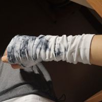 扎染白 均码 朋克暗黑色山本半指袖套女ins潮扎染忍者手套冰袖防晒手袖男 护