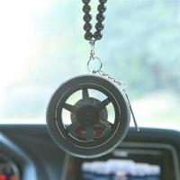 黑色轮胎 改装汽车轮胎挂饰品车内后视镜车轮毂挂件车载BBS吊坠挂创意个性