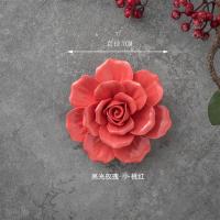 红玫瑰小号(7cm) 墙上装饰品壁饰挂件挂饰陶瓷花创意DIY客厅卧室背景墙