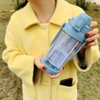 雾霾蓝 800ml送吸管送贴纸送茶滤球 超大容量塑料水杯女吸管大号防摔户外茶杯杯子学生可爱水瓶大水壶