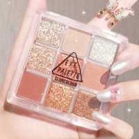 04#爆闪金桔派 眼影盘九色闪粉珠光亮片防水ins超火平价学生小众初学者彩妆盘