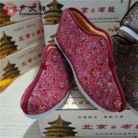 酒红色 36 高档女款式绣花千层布底老北京寿鞋脚踩莲花步步高殡仪殡葬用品