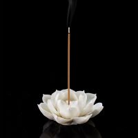 白色莲花(一孔) +单炉(无配香) 陶瓷莲花香炉摆件香插手工家用供奉线香禅意居室香托点香盘香薰炉