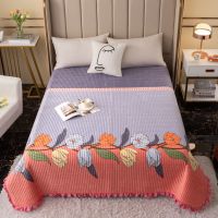 郁金香 0.9x2.0(米) 水晶绒床盖盖毯加花边毛绒床单不掉毛夹棉保暖午睡空调盖毯可机洗