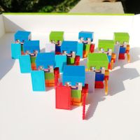 兰花色 随机5个小人 我的世界橡皮擦迷你小人小学生儿童益智拼装积木公仔玩具学习用品