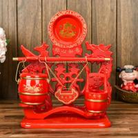 红色称心如意子孙桶小号 结婚子孙桶6件套装称心如意摆件同心锁婚庆用品木马桶女方陪嫁妆
