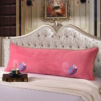 彩色羽毛-粉[牛奶绒] 1米[单独枕套] 高密水晶绒保暖双人枕芯情侣结婚加长枕头芯冬季加厚法兰绒长枕头