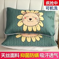 可爱狮子[天丝面料抗菌防螨] 30*50cm[一只装] 可机洗枕套一对装抗菌防螨吸水枕巾枕套单人两一只儿童成人枕头套