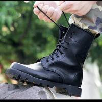 四节单款(普通) 35 户外军靴男特种兵防爆靴钢头钢底皮靴羊毛作战靴军勾靴保安鞋