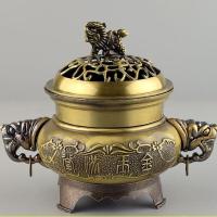 青铜色小号 香炉熏香炉檀香炉大号古铜色镂空盖香薰炉家用室内摆件茶道工艺品