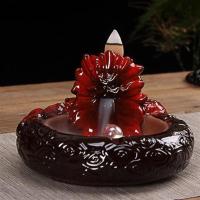 龙戏珠(玛瑙红) 瓷娘龙珠倒流香炉室内桌面饰品茶道禅意香薰创意烟灰缸陶瓷摆件