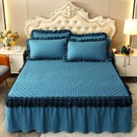 优美--蓝 1.2X2.0床[夹棉床裙单件] 夹棉蕾丝床裙加厚加棉床罩单件加厚床垫套床笠三件套单双人床裙
