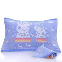 儿童款小猪蓝一对(35x50) 枕巾一对装全棉成人学生情侣卡通棉纱布枕头巾吸汗透气不掉色盖巾
