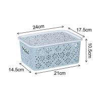 蓝色小号(2个装) 不带盖 厨房镂空桌面收纳筐放衣服的收纳篮带盖衣物收纳盒储物箱塑料篮