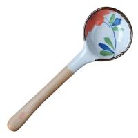 橘子花 日式和风汤勺陶瓷长柄小勺子手绘创意餐具家用儿童汤勺调羹搅拌勺