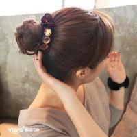 黑色() 韩国时尚发饰中号水晶马尾发夹子花苞头丸子头盘头发抓夹头饰品