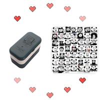 双层青蓝色 日式双层微波炉专用饭盒女生学生上班族带盖日式野餐便当盒可加热