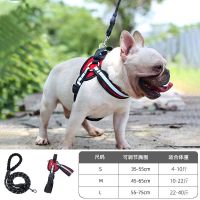 红色背带+牵引绳 S码(可调节胸围35-55cm) 狗狗牵引绳中小型犬大狗绳子链子遛狗绳背心式宠物收缩调节胸背带