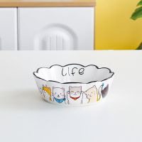 6寸花边碗 纯白色 陶瓷碗可爱水果沙拉创意个性碗饭碗日式家用餐具微波炉烤箱碗专用