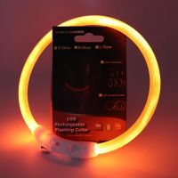 黄色 S-小型 项圈牵引绳女防走失狗狗脖圈夜间遛狗灯宠物发光圈夜光