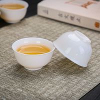 白瓷单杯10个装(25ml 德化高白瓷盖碗三才碗羊脂玉日式泡茶器茶碗陶瓷功夫茶具茶碗