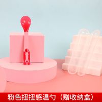 红色勺(赠收纳盒) 宝宝勺子学吃饭感温歪头训练勺叉可弯曲软头婴儿辅食儿童餐具套装