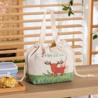 束口款-草原 装饭盒手提包饭盒袋子便当袋保温袋带饭袋午餐袋上班餐盒帆布学生