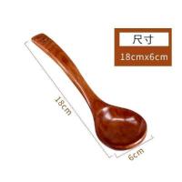 18厘米直径6特小弯勺[适合面馆喝汤] 态派木勺家用长柄大汤勺木汤勺大号日式勺子盛粥勺实木饭勺子汤勺