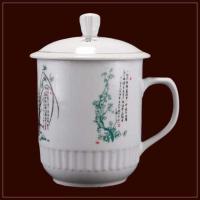 1000梅兰竹菊 大容量陶瓷带盖大茶杯1800毫升超大号霸王杯子凉水杯景德镇泡茶