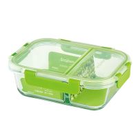 苹果绿 康宁Snapware分隔保鲜盒耐热玻璃饭盒840ml便当盒可进微波炉烤箱