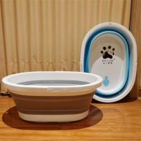 [折叠排水]灰白-适合7斤内幼猫 宠物洗澡盆可折叠猫咪用品浴缸沐浴盆小狗狗泡澡桶防跑洗猫盆特价
