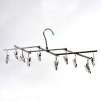 10夹袜架(可折叠) 不锈钢袜架折叠多夹子防风晾衣架毛巾夹婴儿晒衣架内衣架晒袜衣架