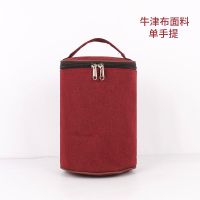 酒红色(单手提) 小号(直径16.5X高23) 饭盒手提包圆形保温袋子加厚铝箔大容量带饭装饭桶餐包手拎便当包
