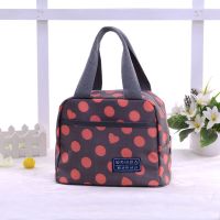淡粉圆心FB韩国绒PDD 加厚饭盒袋上班带饭的便当包手提防水帆布女士包学生午餐包妈咪包