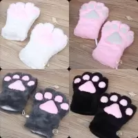 [白]发箍+手环+领结 均码 二次元动漫cosplay用道具猫爪动漫手套肉球肉垫保暖猫耳娘套装