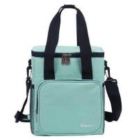 BO-02(青色)送4个冰袋 韩式加厚圆形饭盒袋大号便当包手提保温桶袋子防水冷藏上班带饭包