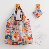 格子史努比 中号 中号卡通环保袋超市购物袋买菜袋可折叠便携收纳袋大容量逛街袋子